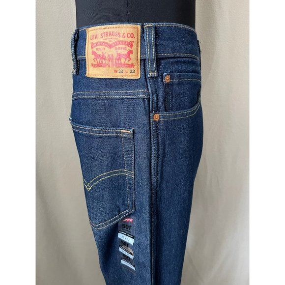 Levi’s Mens 501 Original Dark Wash Straight Fit Jeans - Picture 4 of 12